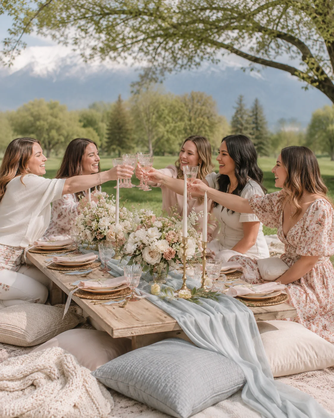 Grupo de amigas brindando